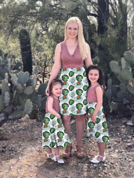 Family Matching Women Kids Baby Girls Party Maxi Skater Dress Sundress