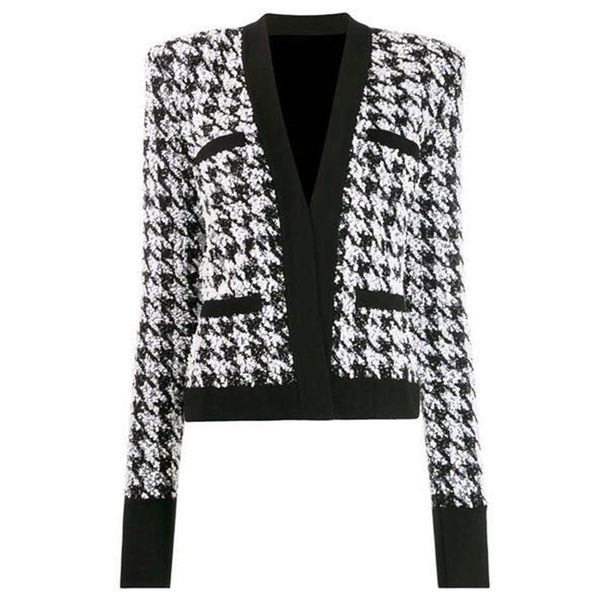 autumn winter long sleeve v neck houndstooth print tweed panelled buttons jacket fashion casual short outwear coats dn191947, Black;brown
autumn winter long sleeve v neck houndstooth print tweed panelled buttons jacket fashion casual short outwear coats dn191947, Black;brown