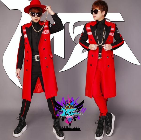 male singer red black letter double-breasted long suit costumes nightclub bar service a241, Gray
male singer red black letter double-breasted long suit costumes nightclub bar service a241, Gray