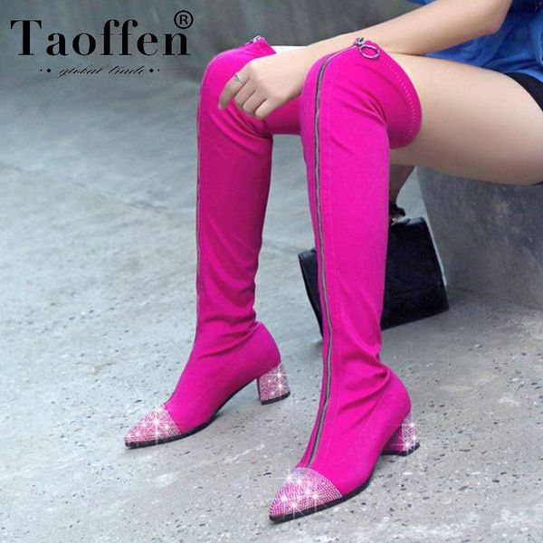 taoffen women bling stretch boots party over the knee boots daily fashion winter warm shoes women chunky heels size 32-43, Black
taoffen women bling stretch boots party over the knee boots daily fashion winter warm shoes women chunky heels size 32-43, Black