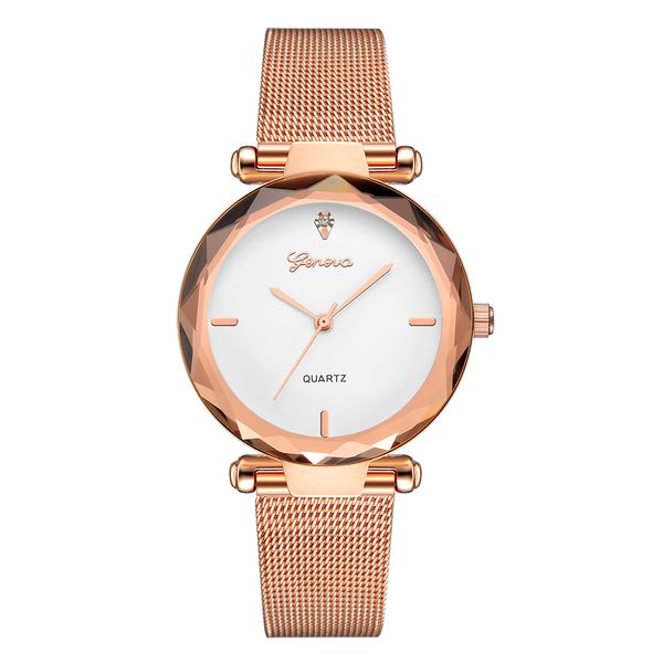 

luxury rose gold women watch geneva fashion classic luxury stainless steel analog quartz wristwatches relogio feminino wholesale, Slivery;brown