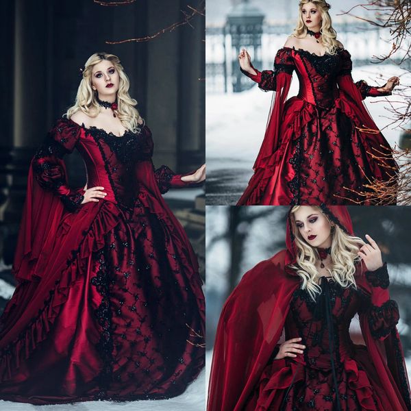 gothic wedding dresses off shoulder long sleeves lace appliques beads bridal gowns 2020 lace-up back sweep train a-line wedding dress, White
gothic wedding dresses off shoulder long sleeves lace appliques beads bridal gowns 2020 lace-up back sweep train a-line wedding dress, White