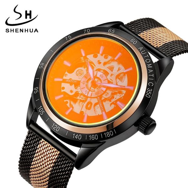 shenhua men mechanical watch unique colored glass leather/mesh strap skeleton sport male wristwatches, Slivery;brown
shenhua men mechanical watch unique colored glass leather/mesh strap skeleton sport male wristwatches, Slivery;brown
