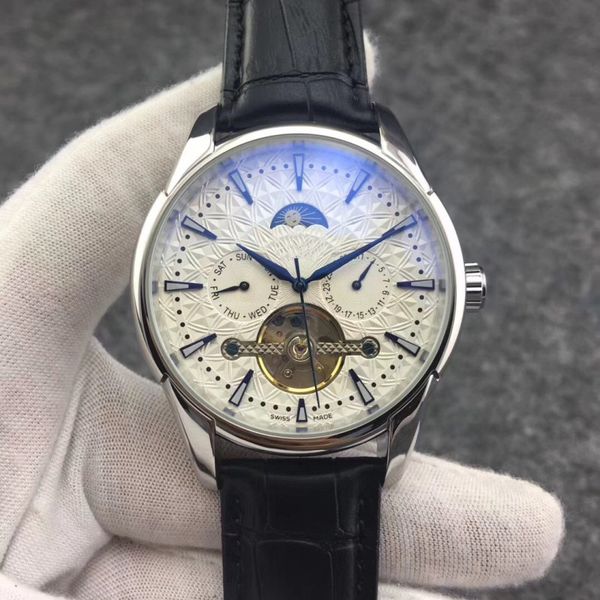 dual calendar display luxury mens sapphire mirror automatic mechanical watch 3-pin brand tourbillon leather business atmosphere clock om, Slivery;brown
dual calendar display luxury mens sapphire mirror automatic mechanical watch 3-pin brand tourbillon leather business atmosphere clock om, Slivery;brown