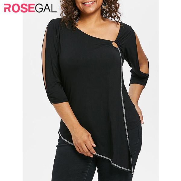 women's t-shirt rosegal plus size women skew collar 3/4 split sleeve asymmetric t-shirts ladies casual shirt tees big clothes, White 
women's t-shirt rosegal plus size women skew collar 3/4 split sleeve asymmetric t-shirts ladies casual shirt tees big clothes, White