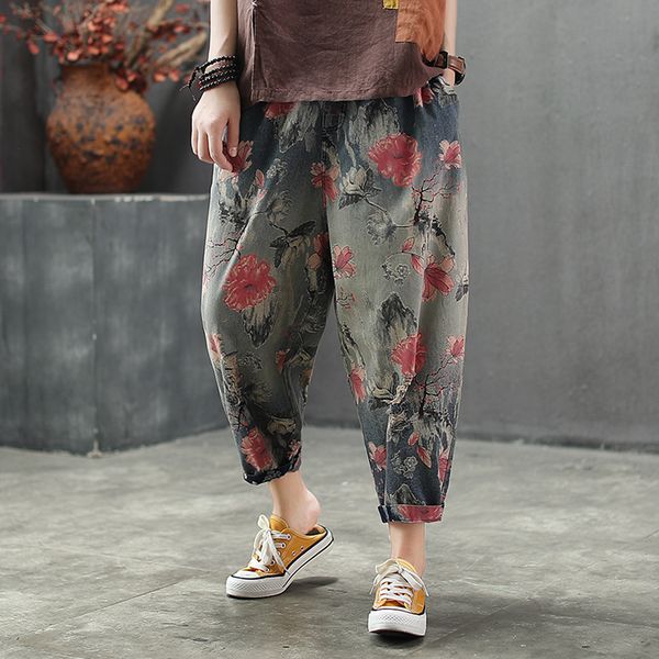 women jeans denim pants bottoms flral print retro vintage casual fashion oversized big loose for spring autumn az41204118, Blue
women jeans denim pants bottoms flral print retro vintage casual fashion oversized big loose for spring autumn az41204118, Blue