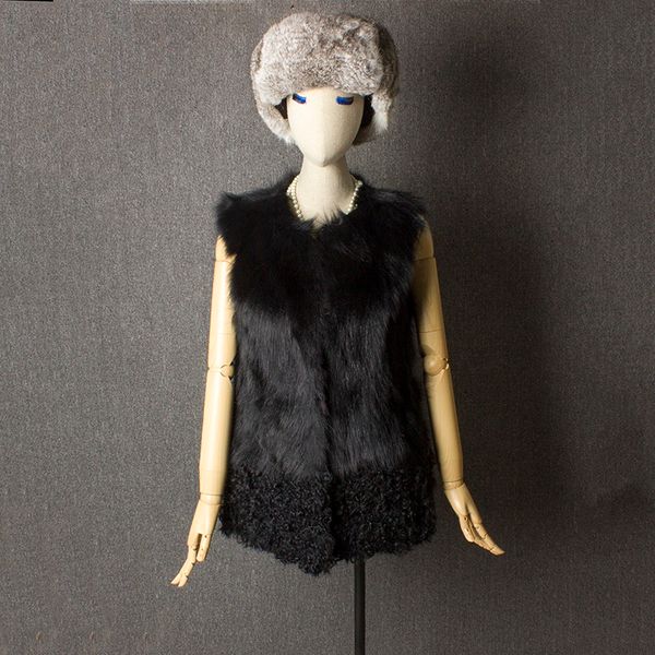 real fur vest fur coats women real gilet, Black 
real fur vest fur coats women real gilet, Black