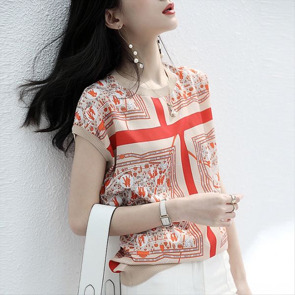 red short-sleeved t-shirt female 2020 round collar loose slim headdress headdress stitching printed fashion, White
red short-sleeved t-shirt female 2020 round collar loose slim headdress headdress stitching printed fashion, White