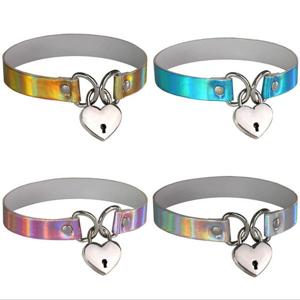 34*1.7cm handmade laser luminous light chocker necklaces metal lock&heart charm for punk family gift jewelry can open the lock, Silver
34*1.7cm handmade laser luminous light chocker necklaces metal lock&heart charm for punk family gift jewelry can open the lock, Silver