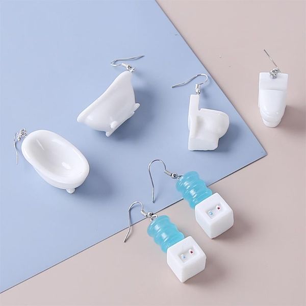 fashion exaggerated creative mini bathtub toliet water dispenser drop earrings for female funny trendy dangle earrings for women, Silver
fashion exaggerated creative mini bathtub toliet water dispenser drop earrings for female funny trendy dangle earrings for women, Silver