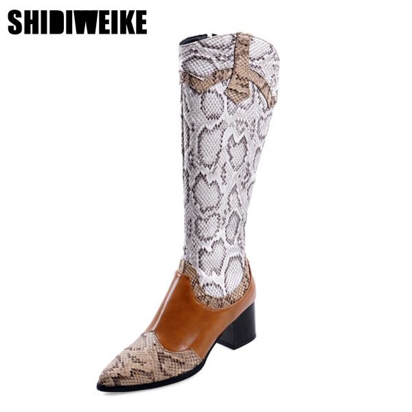 2019 women knee high boots snake mixed colors autumn winter long boots pointed toe zipper fashion shoes woman j531, Black
2019 women knee high boots snake mixed colors autumn winter long boots pointed toe zipper fashion shoes woman j531, Black