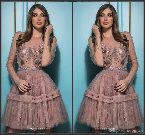 2019 new short long sleeve prom dresses sheer neckline a line mni cocktailkleid party prom gowns homecoming dresses with beads, Black
2019 new short long sleeve prom dresses sheer neckline a line mni cocktailkleid party prom gowns homecoming dresses with beads, Black