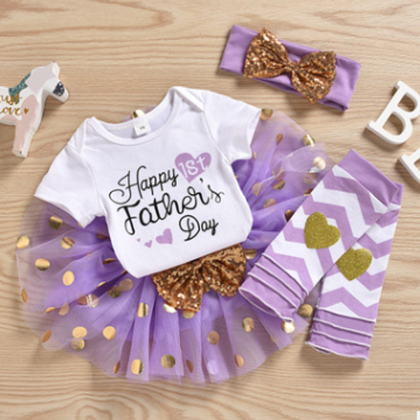 newborn baby girls father's day short sleeve jumpsuit+mesh skirt+knee pads+headband four piece outfits romper tutu skirt set, White
newborn baby girls father's day short sleeve jumpsuit+mesh skirt+knee pads+headband four piece outfits romper tutu skirt set, White