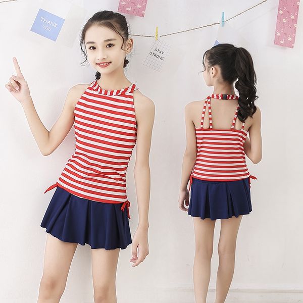 girls' students' striped split skirt style boxer medium and large children's body skirt swimsuit spring swimsuit, White;black
girls' students' striped split skirt style boxer medium and large children's body skirt swimsuit spring swimsuit, White;black