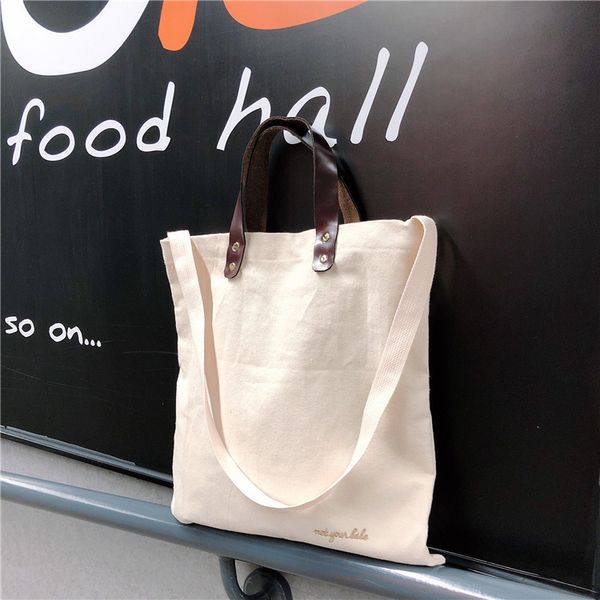 women canvas shoulder bag contrast brown leather strap totes handbag simple embroidery letter crossbody bags interior pocket #20
women canvas shoulder bag contrast brown leather strap totes handbag simple embroidery letter crossbody bags interior pocket #20