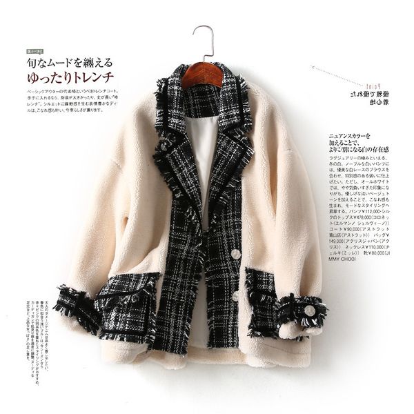 zm129 winter new style fold-down collar lambs wool coat women's short versatile korean-style loose thick quilted coat, Black;white
zm129 winter new style fold-down collar lambs wool coat women's short versatile korean-style loose thick quilted coat, Black;white