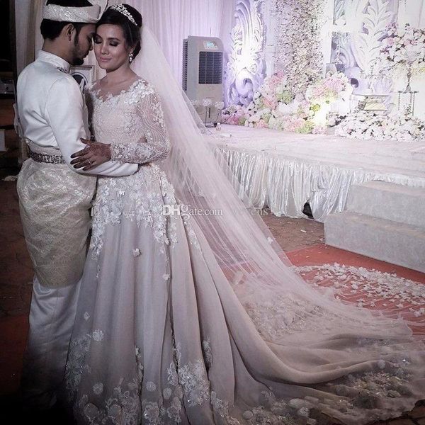 luxury ivory long sleeve wedding dresses jewel neck beading 3d flower chapel wedding gowns sequin long train bridal dress robe de mariage, White
luxury ivory long sleeve wedding dresses jewel neck beading 3d flower chapel wedding gowns sequin long train bridal dress robe de mariage, White