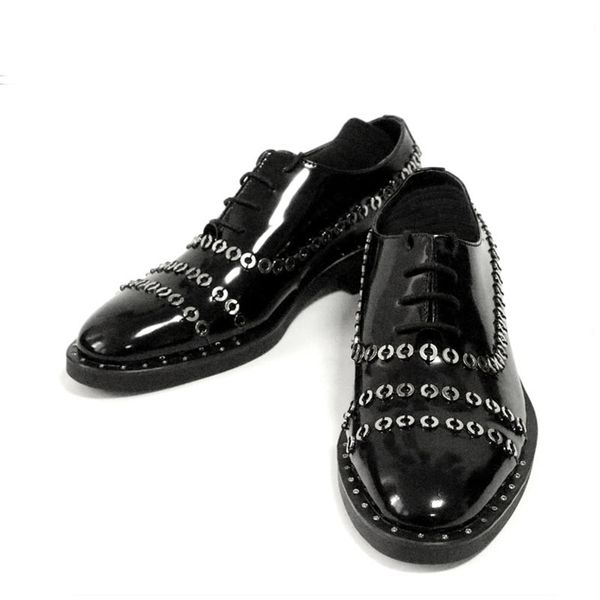new gothic copper rings handmade italian runway patent genuine leather shoes men wedding party male formal dress shoes plus size, Black
new gothic copper rings handmade italian runway patent genuine leather shoes men wedding party male formal dress shoes plus size, Black