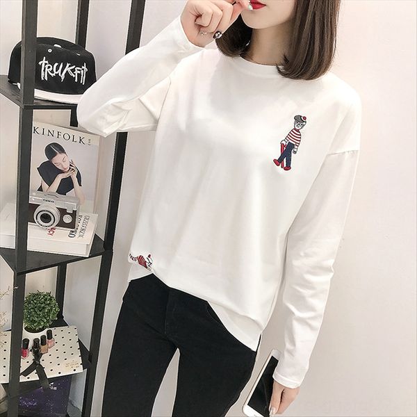 2019 autumn clothes large size cartoon loose long sleeve t-shirt women's all-match t-shirt embroidery embroidery top, White
2019 autumn clothes large size cartoon loose long sleeve t-shirt women's all-match t-shirt embroidery embroidery top, White