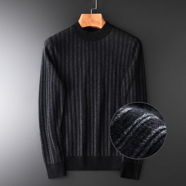 minglu black sweater men luxury stripe hair and wool thick sweater male autumn and winter slim fit knitted mens, White;black
minglu black sweater men luxury stripe hair and wool thick sweater male autumn and winter slim fit knitted mens, White;black