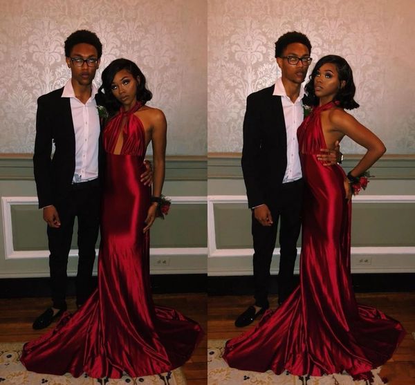 2019 new halter neck black girls red mermaid prom dresses long floor length open back evening gowns formal dress robe de
2019 new halter neck black girls red mermaid prom dresses long floor length open back evening gowns formal dress robe de