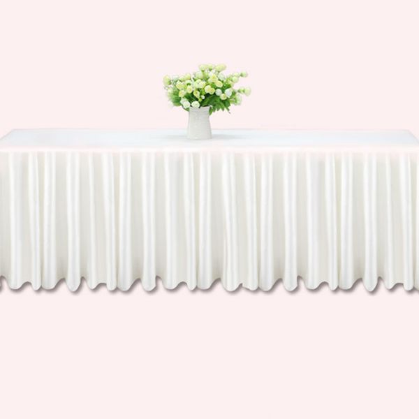 3m wedding table skirts white ice silk wedding table skirt cloth decoration 
3m wedding table skirts white ice silk wedding table skirt cloth decoration
