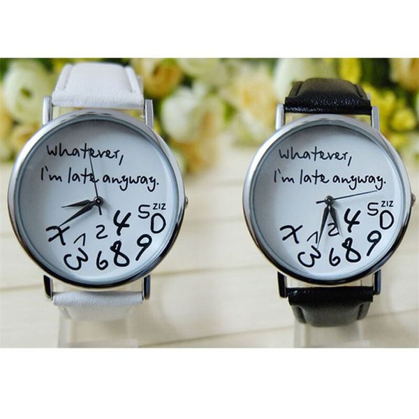 1pc women leather watch whatever i am late anyway letter watches white #4a20#f, Slivery;brown
1pc women leather watch whatever i am late anyway letter watches white #4a20#f, Slivery;brown
