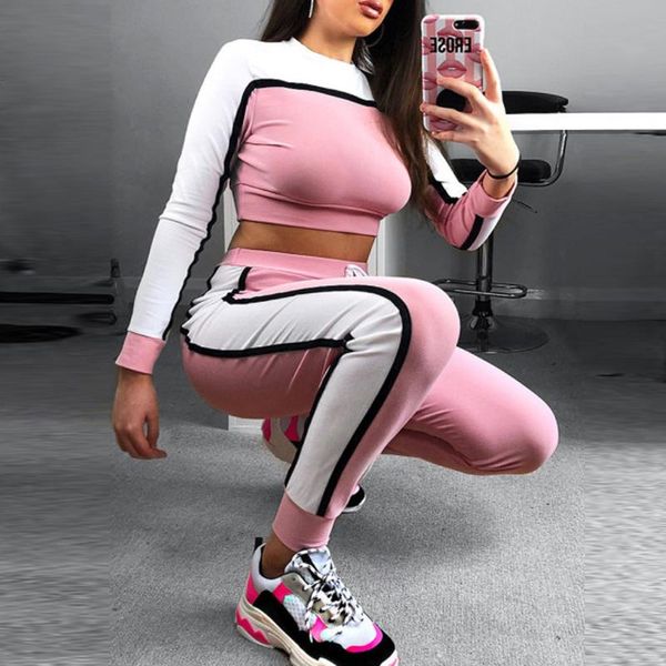 new fashion two piece set 2pcs women tracksuit patchwork sptride sweatshirt pants sets lounge wear casual suit cropped, White
new fashion two piece set 2pcs women tracksuit patchwork sptride sweatshirt pants sets lounge wear casual suit cropped, White