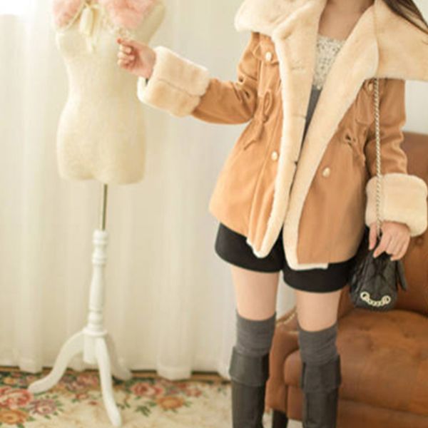 korean style winter woolen coat women outwear long sleeve lapel thicker coat pure color double-breasted woolen keep warm, Black
korean style winter woolen coat women outwear long sleeve lapel thicker coat pure color double-breasted woolen keep warm, Black