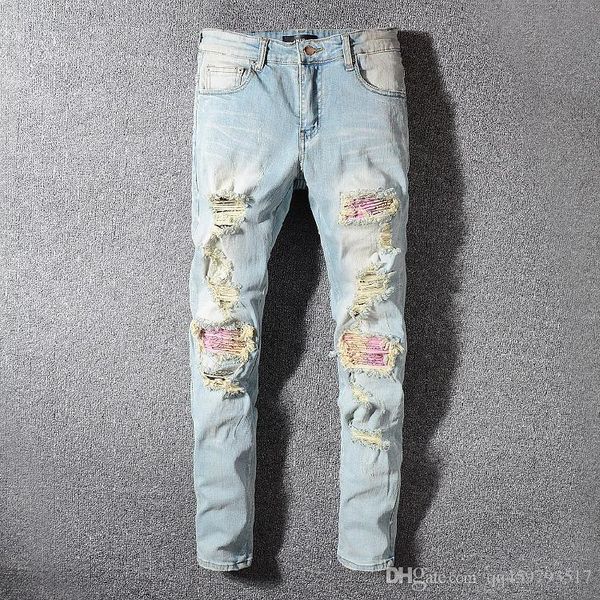 new mens skinny jeans high street casual slim biker jeans denim knee hole hiphop ripped pants washed ing, Blue
new mens skinny jeans high street casual slim biker jeans denim knee hole hiphop ripped pants washed ing, Blue