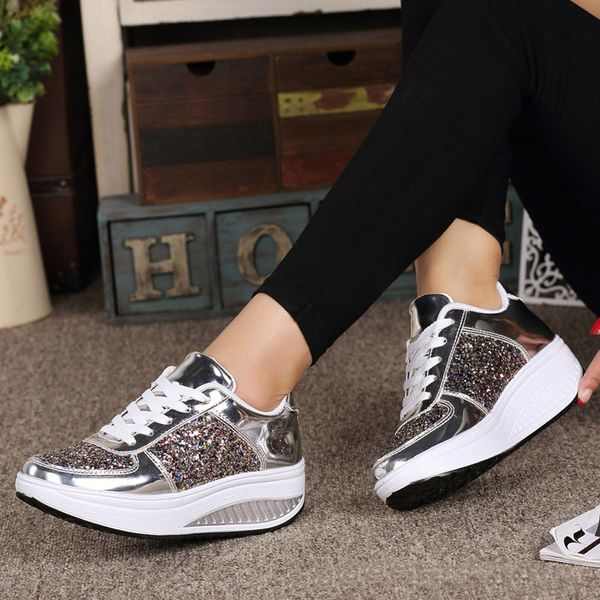women fashion sneakers ladies wedges sneaker trendy shining sequins platform sports shoes girl outdoor running lace up sneakers, Black
women fashion sneakers ladies wedges sneaker trendy shining sequins platform sports shoes girl outdoor running lace up sneakers, Black