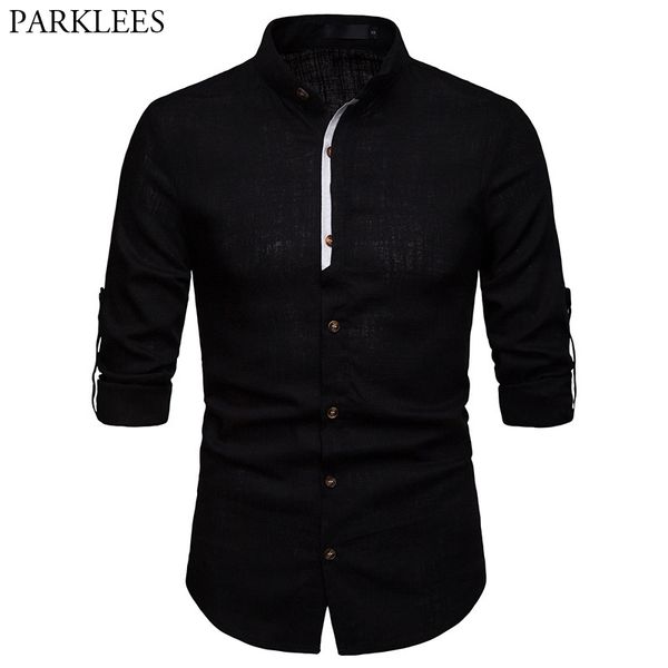 men mandarin collar linen shirt 2019 spring autumn pure long sleeve male black shirts hipster streetwear camisa social masculina, White;black
men mandarin collar linen shirt 2019 spring autumn pure long sleeve male black shirts hipster streetwear camisa social masculina, White;black
