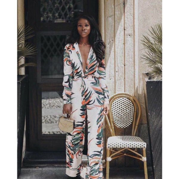 fashion women jumpsuit ladies floral print bodycon female v-neck high waisted clothes club party casual long pants outfits, Black;white
fashion women jumpsuit ladies floral print bodycon female v-neck high waisted clothes club party casual long pants outfits, Black;white