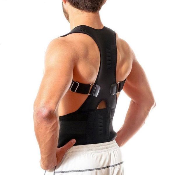 back support magnetic posture corrector bad lumbar shoulder belt brace polyester fiber, Black;blue
back support magnetic posture corrector bad lumbar shoulder belt brace polyester fiber, Black;blue