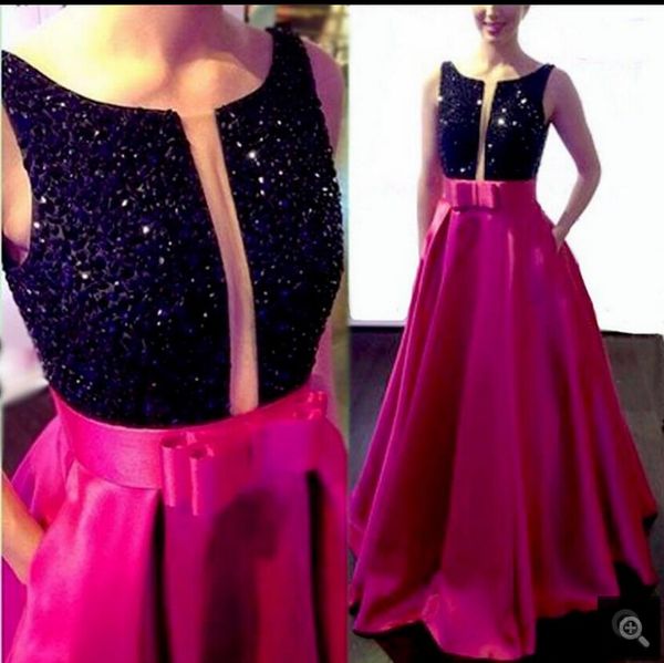 2019 pink formal long prom dresses long beaded crystal open back satin a line evening party prom dress selling, Black
2019 pink formal long prom dresses long beaded crystal open back satin a line evening party prom dress selling, Black