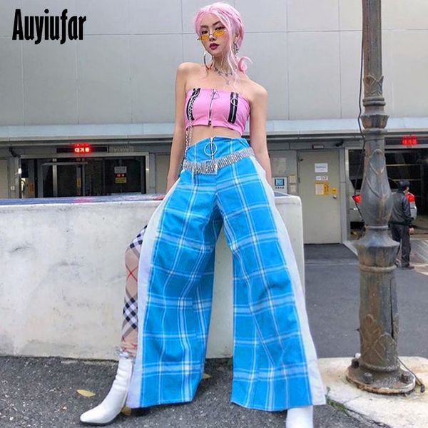 auyiufar side slit high waist straight pants women blue zipper plaid pants wide leg fashion loose streetwear 2019 new
auyiufar side slit high waist straight pants women blue zipper plaid pants wide leg fashion loose streetwear 2019 new
