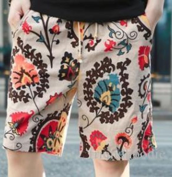mens floral printed beach shorts linen casual comfortable male hommes holiday half shorts, White;black
mens floral printed beach shorts linen casual comfortable male hommes holiday half shorts, White;black