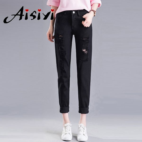 aisiyi ripped hole jeans women high waist black jeans loose casual vintage denim harem pants women boyfriend ankle length, Blue
aisiyi ripped hole jeans women high waist black jeans loose casual vintage denim harem pants women boyfriend ankle length, Blue