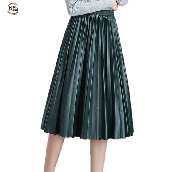 high waist pleated pu faux leather skirt women autumn winter elegant midi long skirts female black red leather skirt
high waist pleated pu faux leather skirt women autumn winter elegant midi long skirts female black red leather skirt