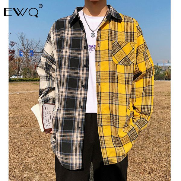 ewq / 2020 spring new korean plaid shirts for men fashion hit color patchwork long sleeve casual shirt hip hop male y0031, White;black
ewq / 2020 spring new korean plaid shirts for men fashion hit color patchwork long sleeve casual shirt hip hop male y0031, White;black