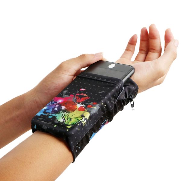 arm bag printing portable sports wrist pockets sports armband for exercise