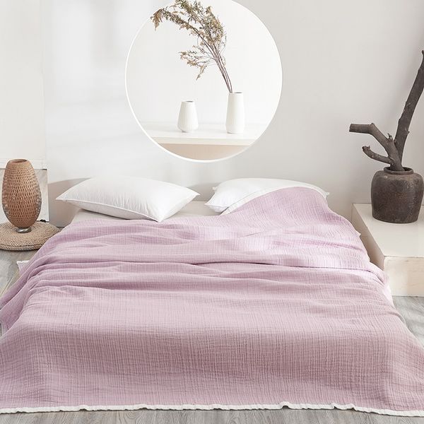 washed cotton wrinkled gauze summer soft blanket 140*200 190*230cm solid color light purple pink blue brown
washed cotton wrinkled gauze summer soft blanket 140*200 190*230cm solid color light purple pink blue brown