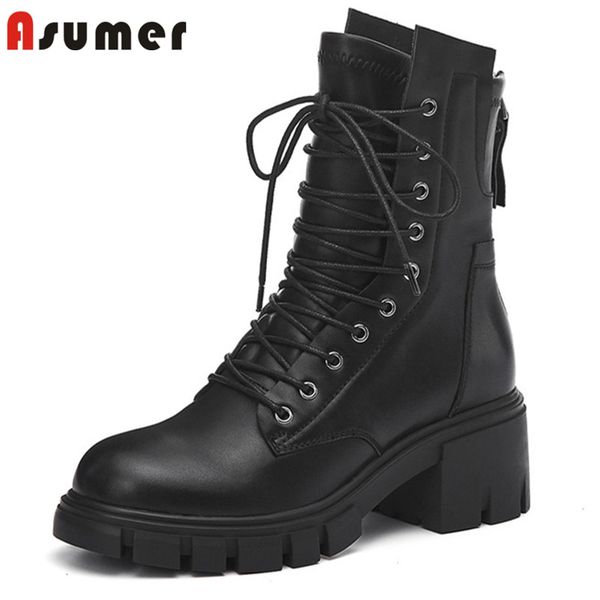 asumer 2020 new fashion square heels platform shoes women ankle boots genuine leather autumn winter punk motorcycle boots woman, Black
asumer 2020 new fashion square heels platform shoes women ankle boots genuine leather autumn winter punk motorcycle boots woman, Black