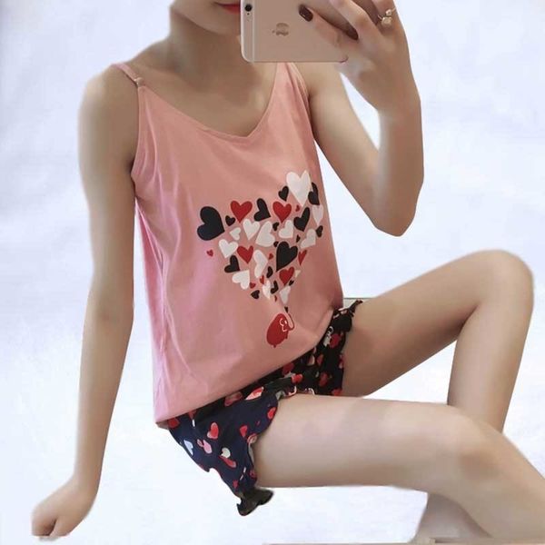 2019 new women pajamas suits home suit sleepwear shortless sleeve comfortable girl short pajamas pant pyjamas, Black;red
2019 new women pajamas suits home suit sleepwear shortless sleeve comfortable girl short pajamas pant pyjamas, Black;red