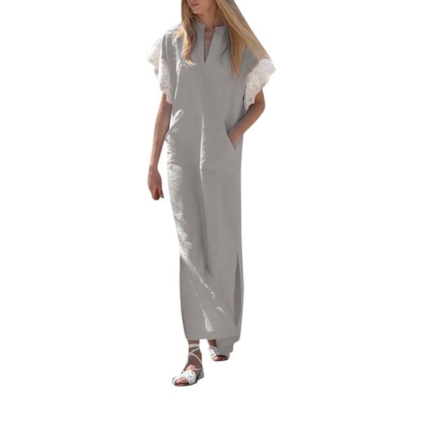 women's holiday spring dress lace short sleeve side slit casual loose cotton tunic oversize dress female streetwear casual, Black;gray
women's holiday spring dress lace short sleeve side slit casual loose cotton tunic oversize dress female streetwear casual, Black;gray