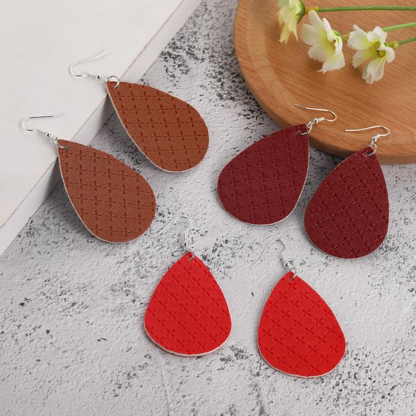 fashion lattice pattern pu leather water drop dangle earring for women colorful double side bohemian silver plating hook earring jewelry
fashion lattice pattern pu leather water drop dangle earring for women colorful double side bohemian silver plating hook earring jewelry