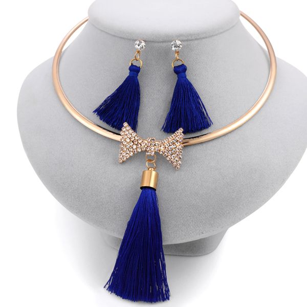 elegant tassel bridal jewelry sets gold color crystal bow chocker necklaces earrings sets wedding jewelry for women gift
elegant tassel bridal jewelry sets gold color crystal bow chocker necklaces earrings sets wedding jewelry for women gift