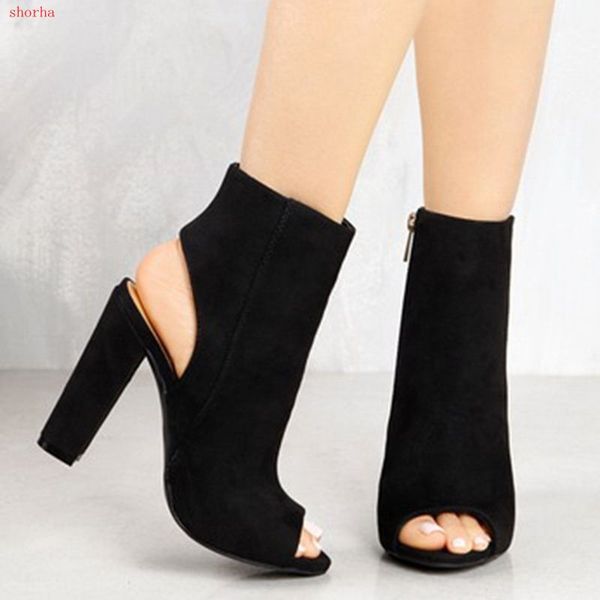 classic ankle boots faux suede leather casual open peep toe high heels zipper fashion square rubber black shoes for women sanda
classic ankle boots faux suede leather casual open peep toe high heels zipper fashion square rubber black shoes for women sanda