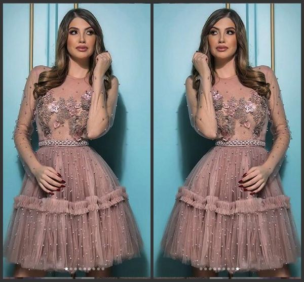 2019 new short long sleeve prom dresses sheer neckline a line mni cocktailkleid party prom gowns homecoming dresses with beads, Black
2019 new short long sleeve prom dresses sheer neckline a line mni cocktailkleid party prom gowns homecoming dresses with beads, Black