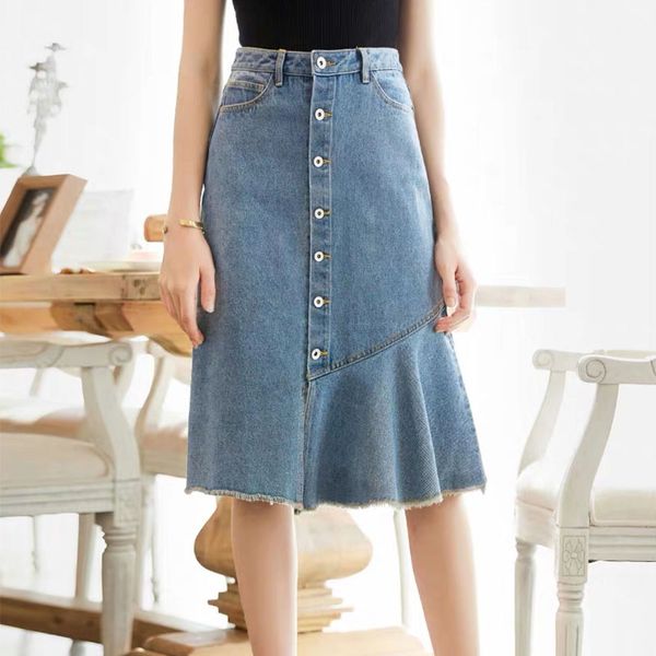 high street s-xl plus size midi korean skirt jeans femme single breasted pockets casual high waist ruffled women autumn skirt, Black
high street s-xl plus size midi korean skirt jeans femme single breasted pockets casual high waist ruffled women autumn skirt, Black